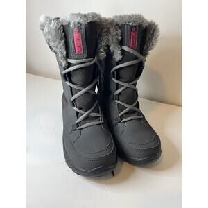 Columbia Size 4 Youth Black/Grey Faux Fur/Pink Trim